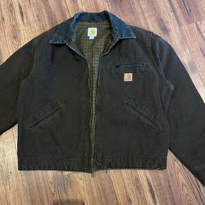 Vintage Carhartt Detroit Jacket Blanket Lined Mens J97 DKB Dark Brown Size L